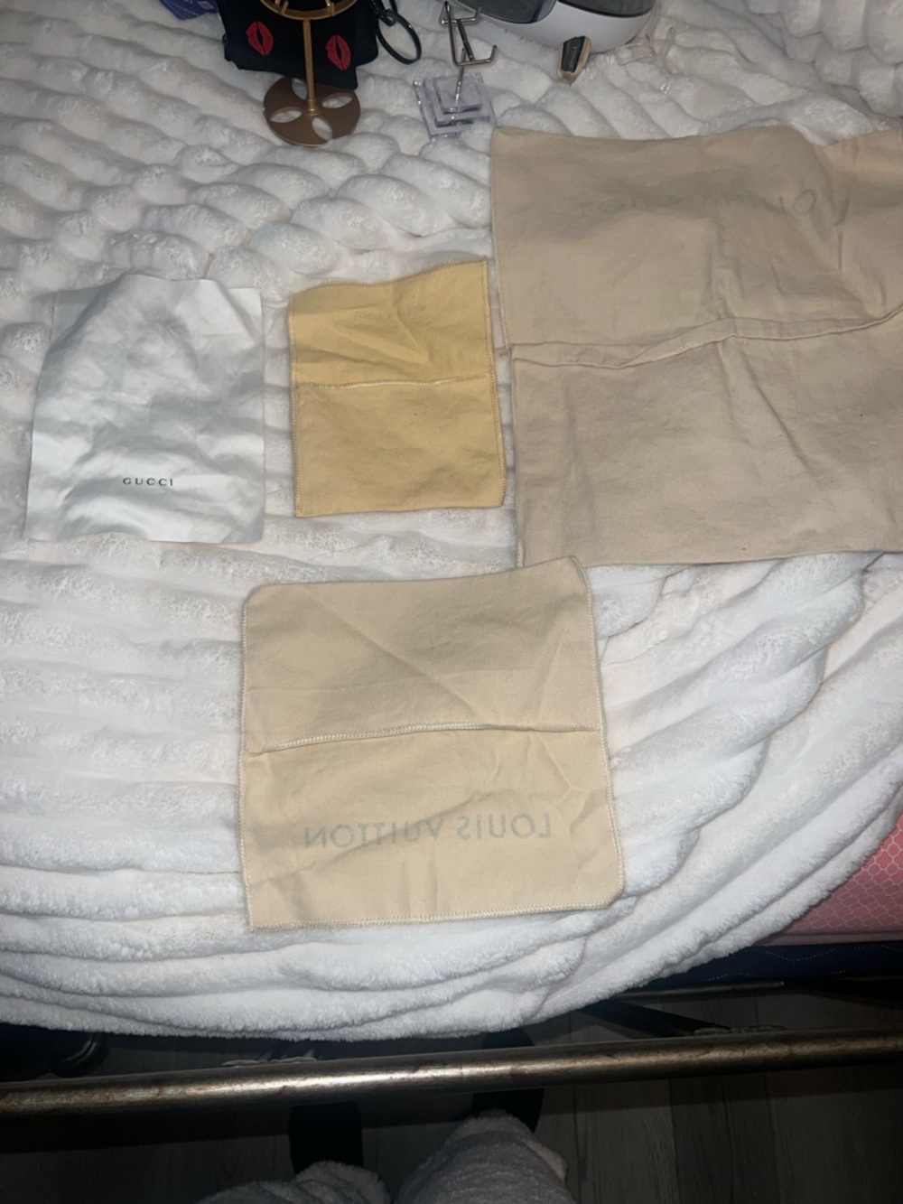 Gucci cleaning cloth & 3 Louis Vuitton Dust bags